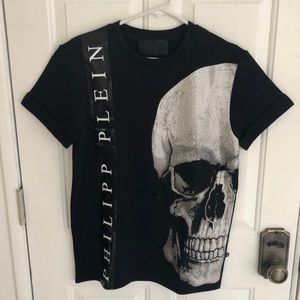 Philipp Plein Skull Cotton T-shirt with Crystals